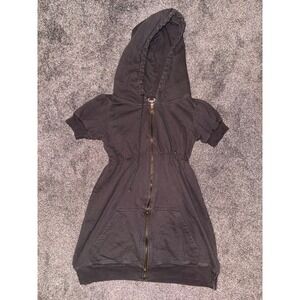 Y2K VTG Urban Outfitters Women's Grey Short Sleeve Zip-Up Hoodie - Small